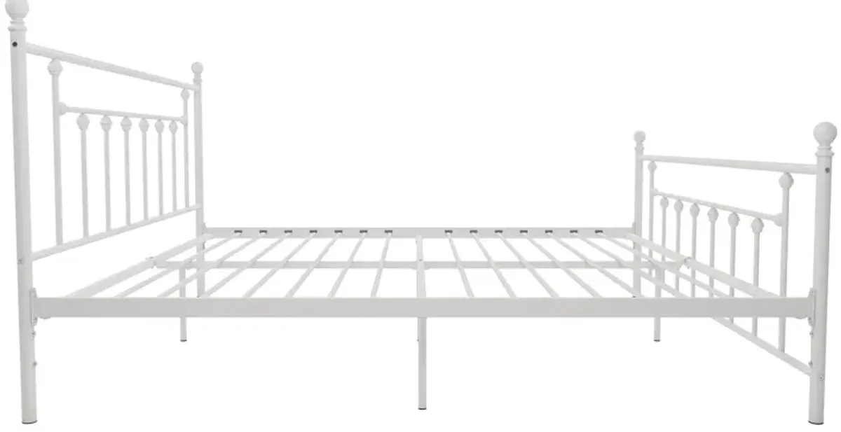 Manila White Metal Bed with Sturdy Metal Frame and Slats