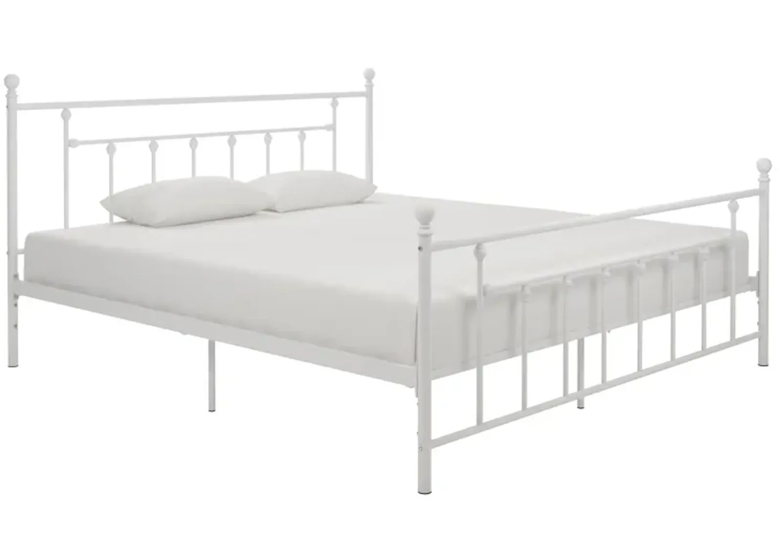 Manila White Metal Bed with Sturdy Metal Frame and Slats