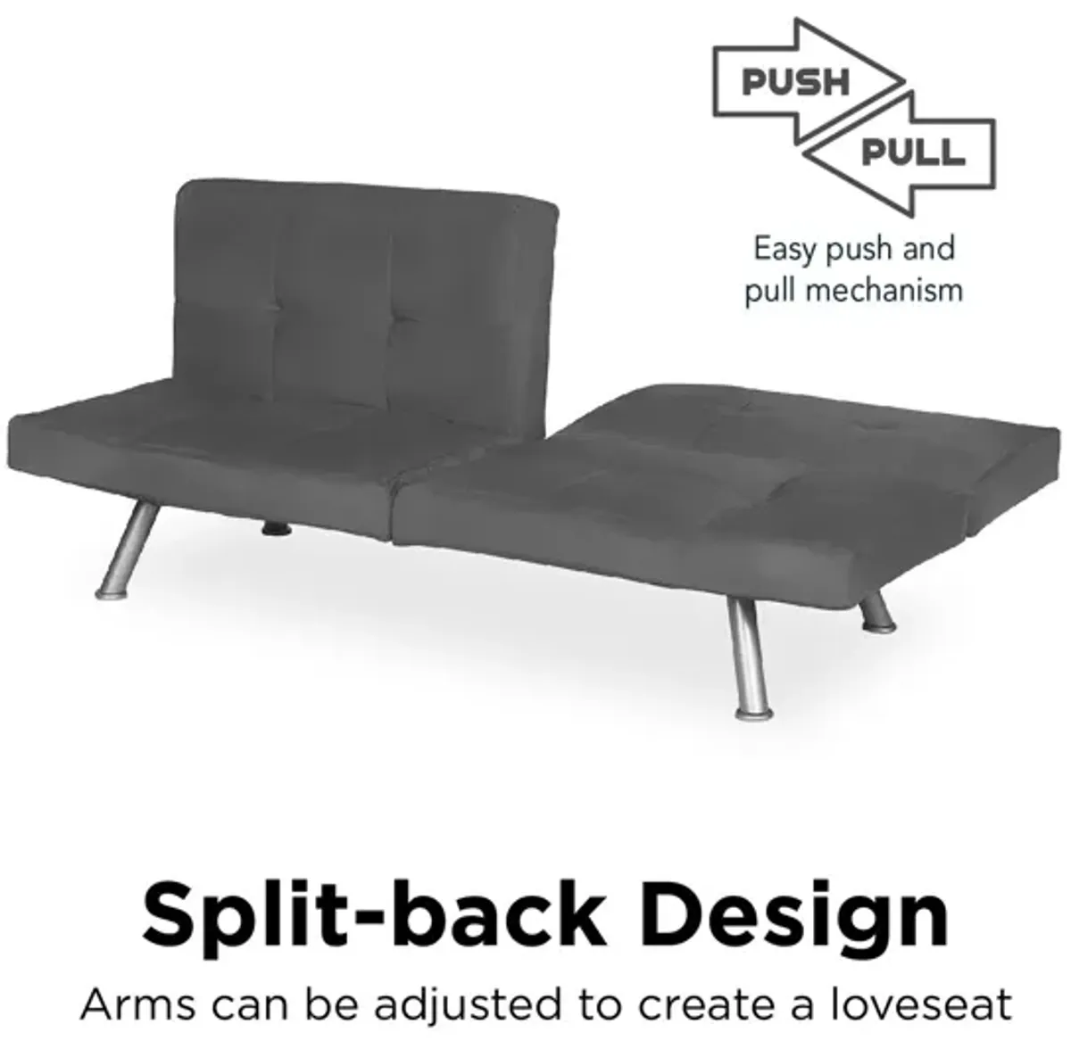 Contempo Split-Back Upholstered Futon with Multiple Reclining Positions