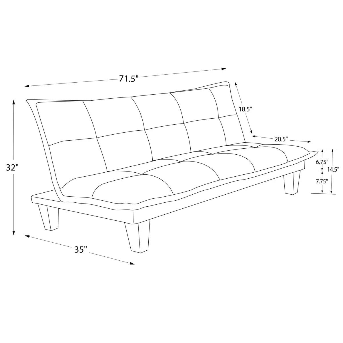 Lodge Microfiber Upholstered Futon with Extra-Padded Seats