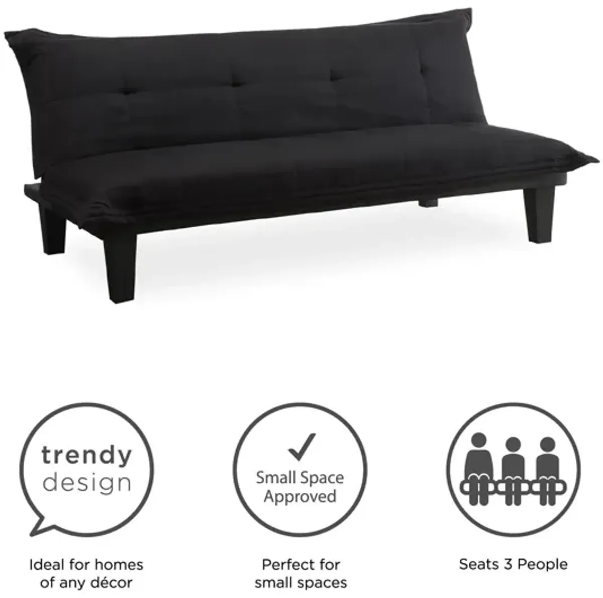 Lodge Microfiber Upholstered Futon with Extra-Padded Seats