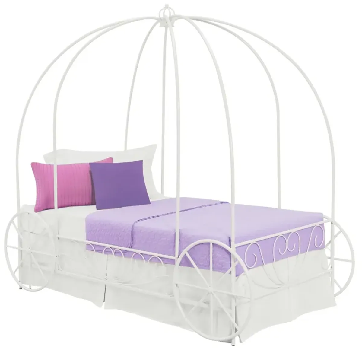 Metal Twin Carriage Bed Whimsical and Scrolled Design