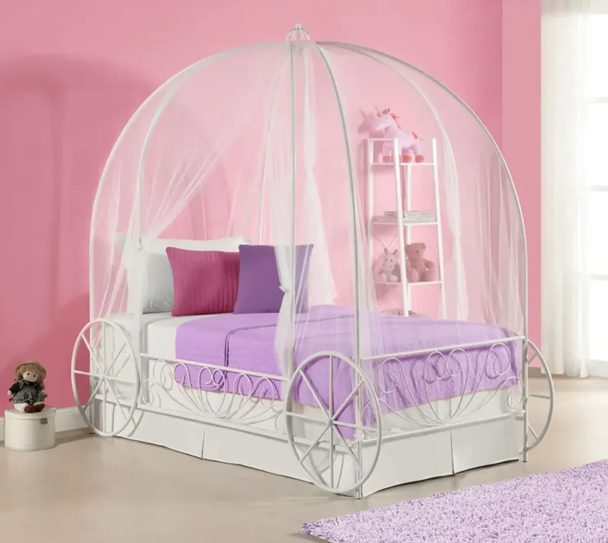 Metal Twin Carriage Bed Whimsical and Scrolled Design