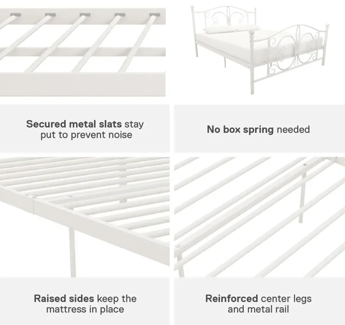 Ballard Victorian Metal Bed with Secured Metal Slats