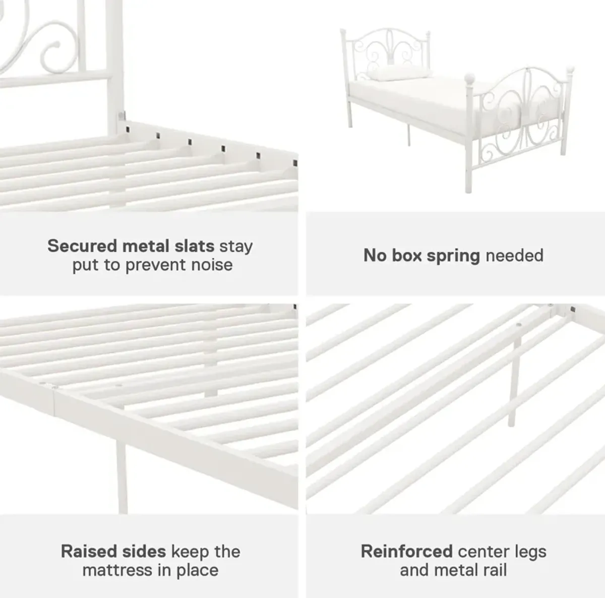 Ballard Victorian Metal Bed with Secured Metal Slats