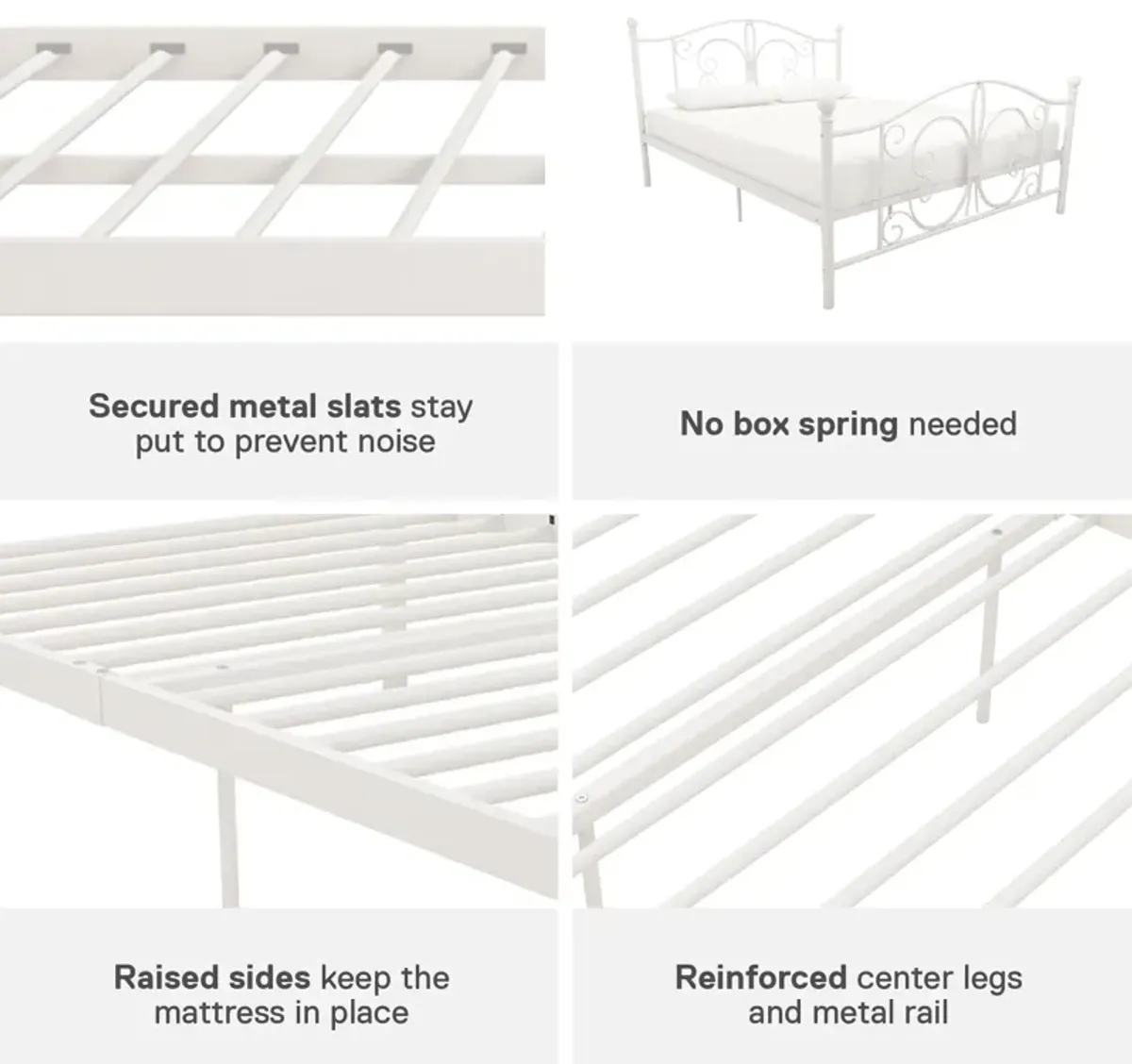 Ballard Victorian Metal Bed with Secured Metal Slats