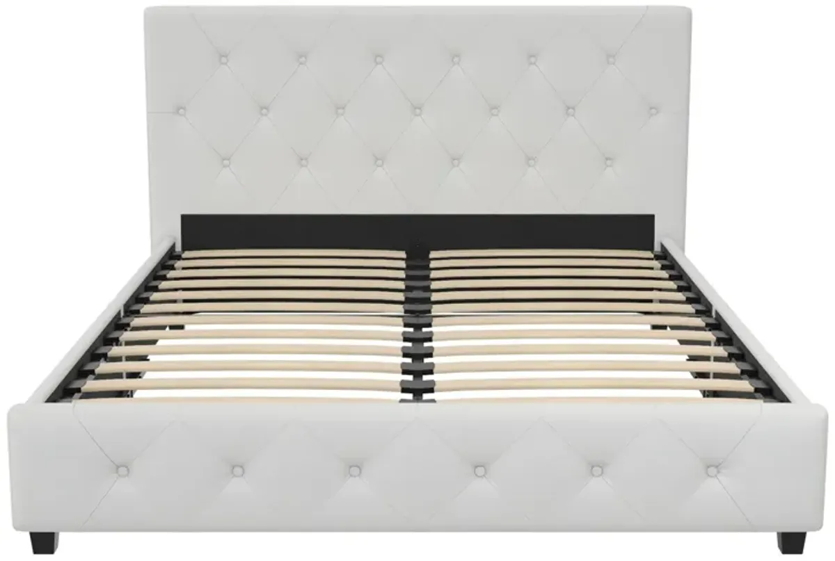 Dakota Upholstered Platform Bed With Diamond Button Tufted Heaboard