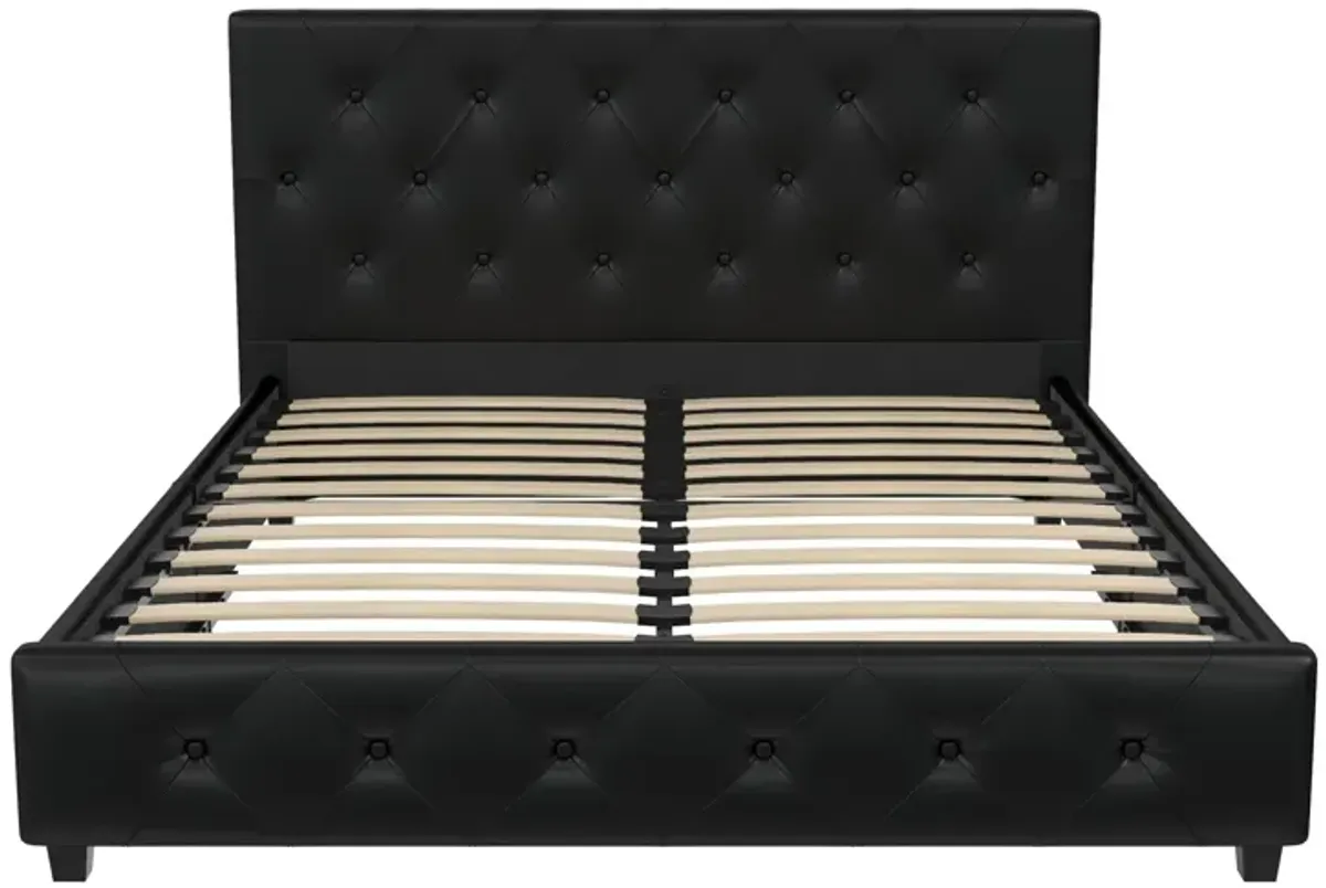 Dakota Upholstered Platform Bed With Diamond Button Tufted Heaboard