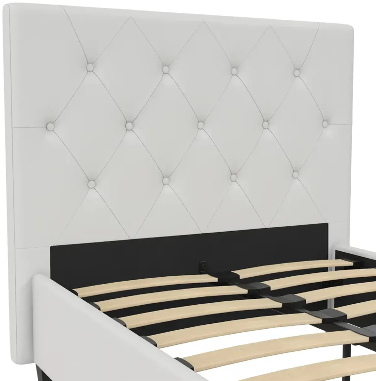 Dakota Upholstered Platform Bed With Diamond Button Tufted Heaboard