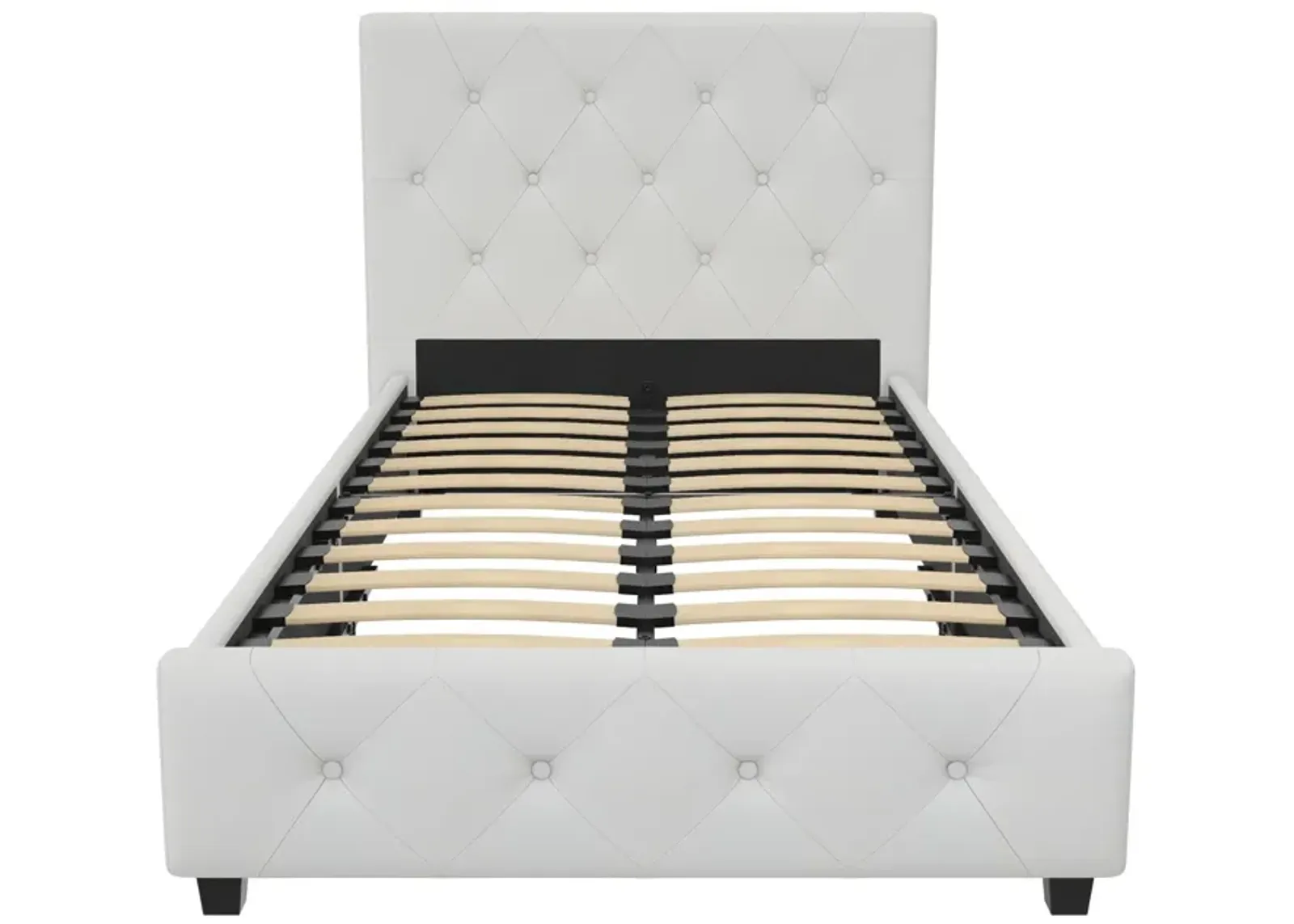 Dakota Upholstered Platform Bed With Diamond Button Tufted Heaboard