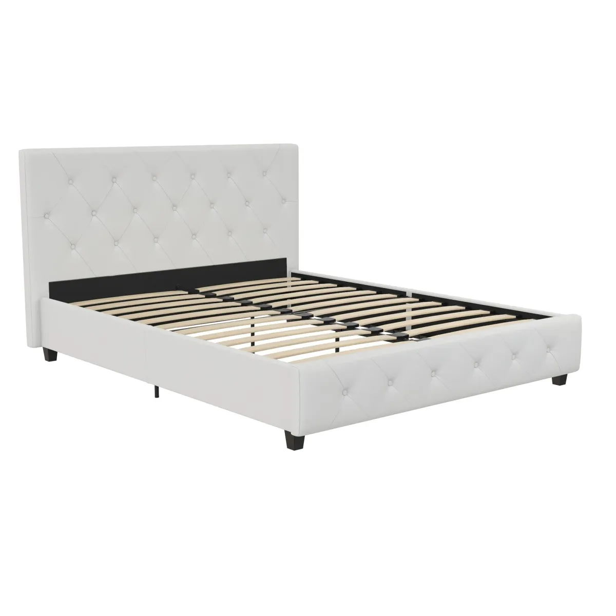 Dakota Upholstered Platform Bed With Diamond Button Tufted Heaboard