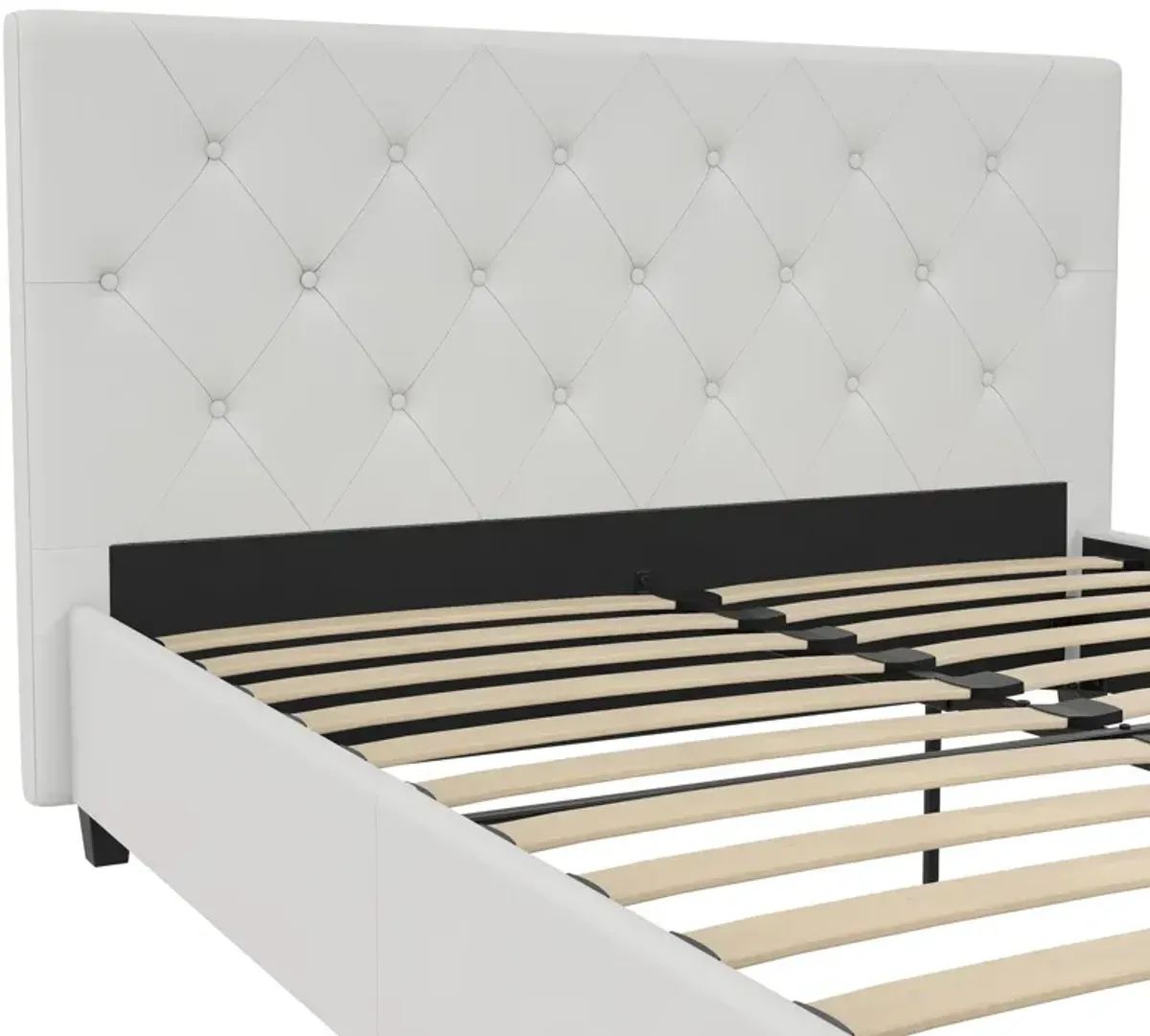 Dakota Upholstered Platform Bed With Diamond Button Tufted Heaboard