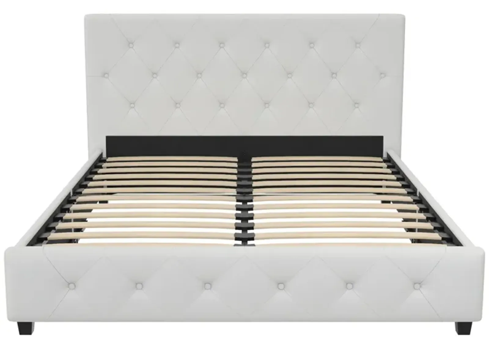 Dakota Upholstered Platform Bed With Diamond Button Tufted Heaboard