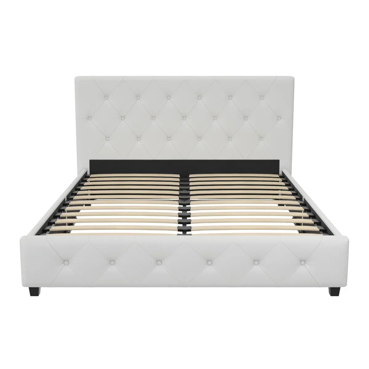 Dakota Upholstered Platform Bed With Diamond Button Tufted Heaboard