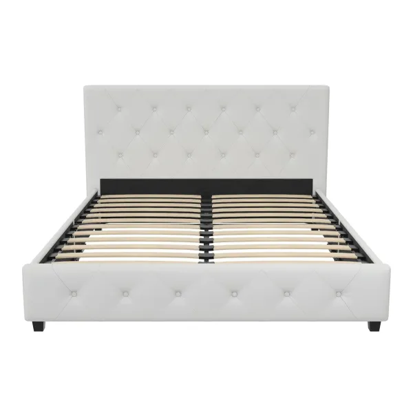 Dakota Upholstered Platform Bed With Diamond Button Tufted Heaboard