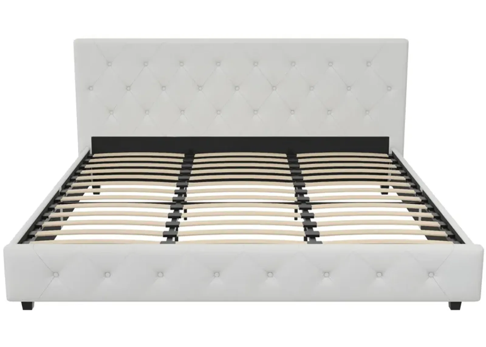 Dakota Upholstered Platform Bed With Diamond Button Tufted Heaboard