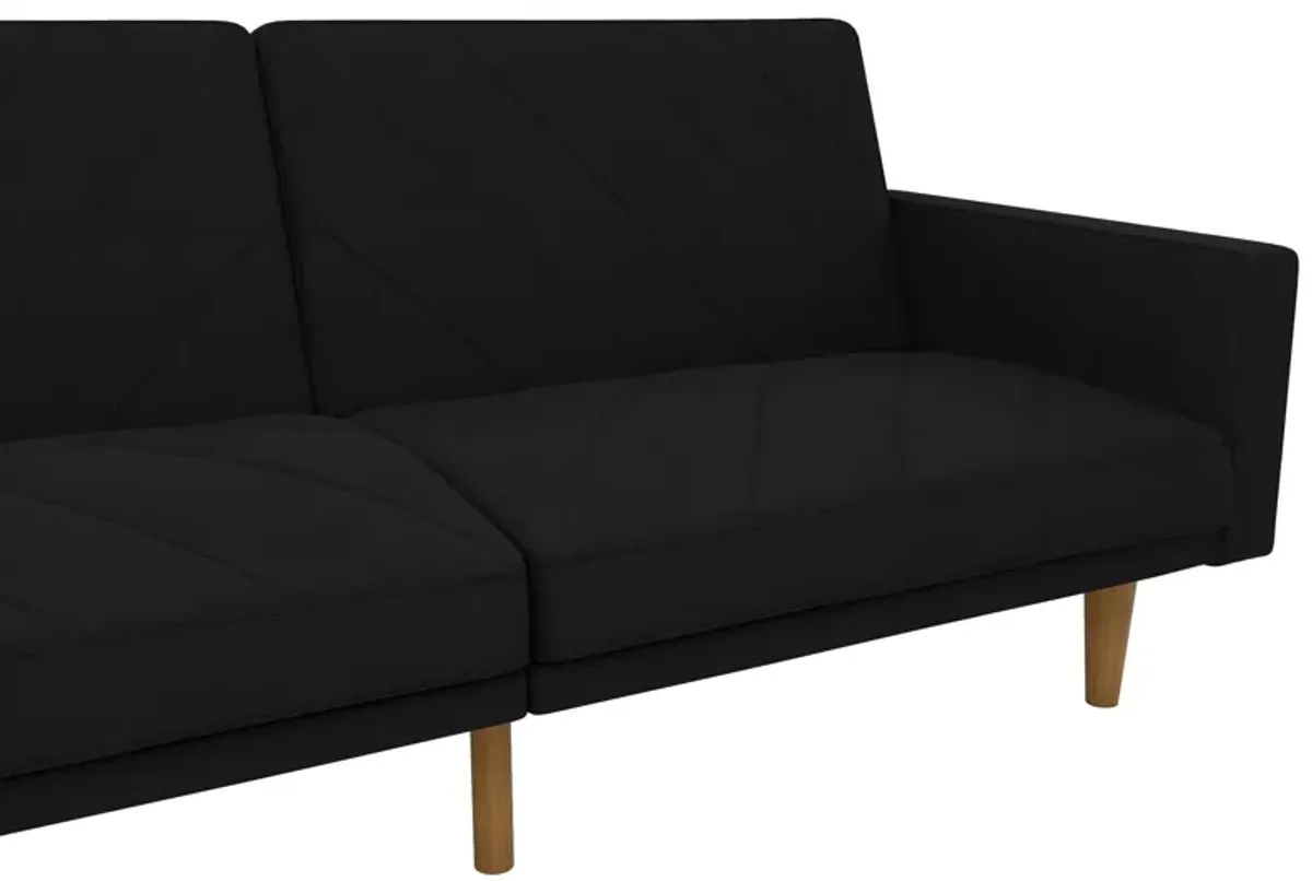 Paxson Futon with Solid Wood Legs and Diagonal Design