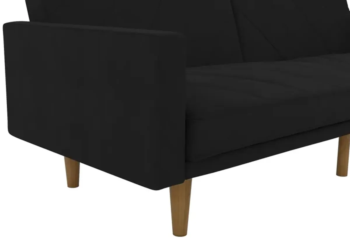 Paxson Futon with Solid Wood Legs and Diagonal Design