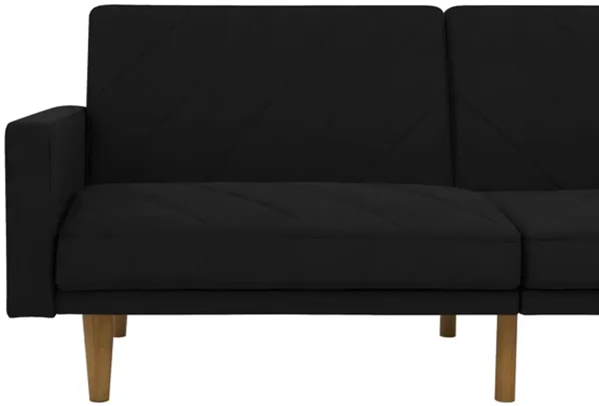 Paxson Futon with Solid Wood Legs and Diagonal Design