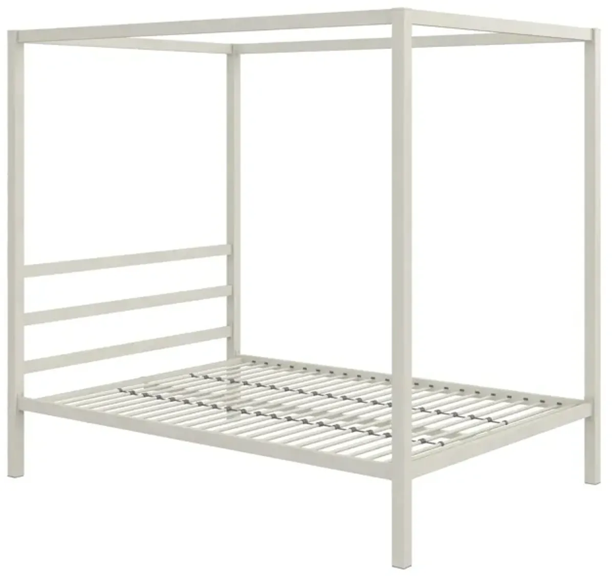 Modern Metal Canopy Bed with Sleek Built-In Headboard