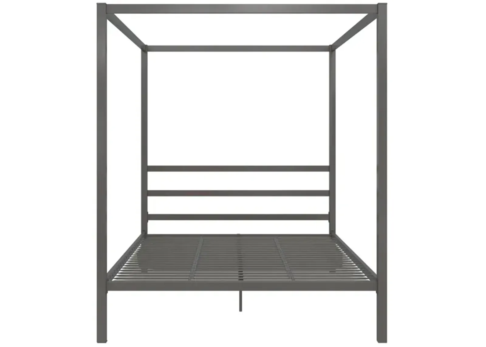 Modern Metal Canopy Bed with Sleek Built-In Headboard