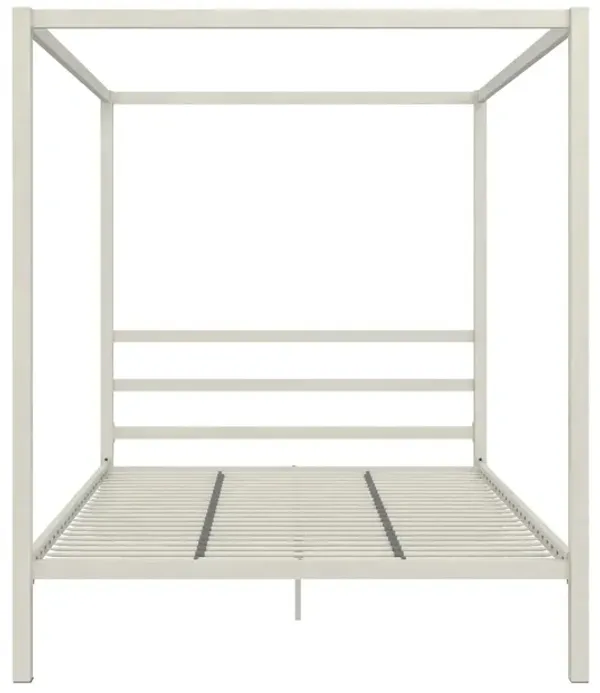 Modern Metal Canopy Bed with Sleek Built-In Headboard