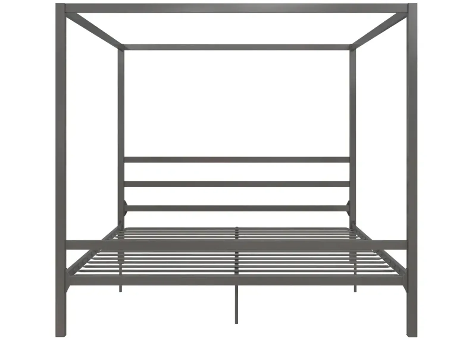 Modern Metal Canopy Bed with Sleek Built-In Headboard