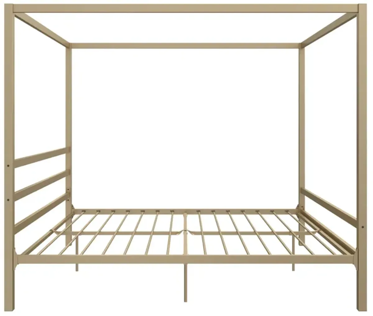 Modern Metal Canopy Bed with Sleek Built-In Headboard