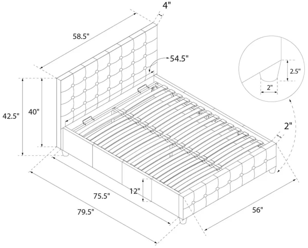 Cambridge Upholstered Bed with Gas Lift Storage Compartment