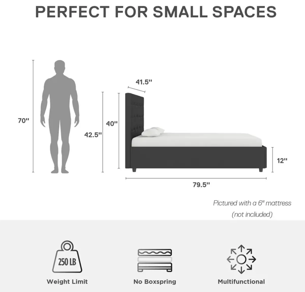 Cambridge Upholstered Bed with Gas Lift Storage Compartment