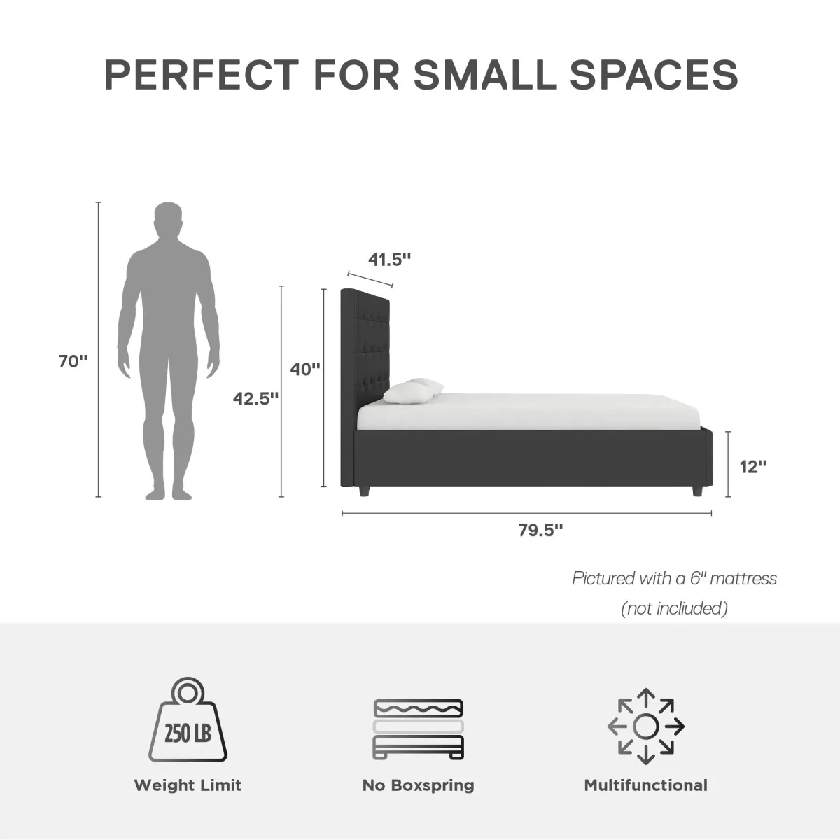 Cambridge Upholstered Bed with Gas Lift Storage Compartment