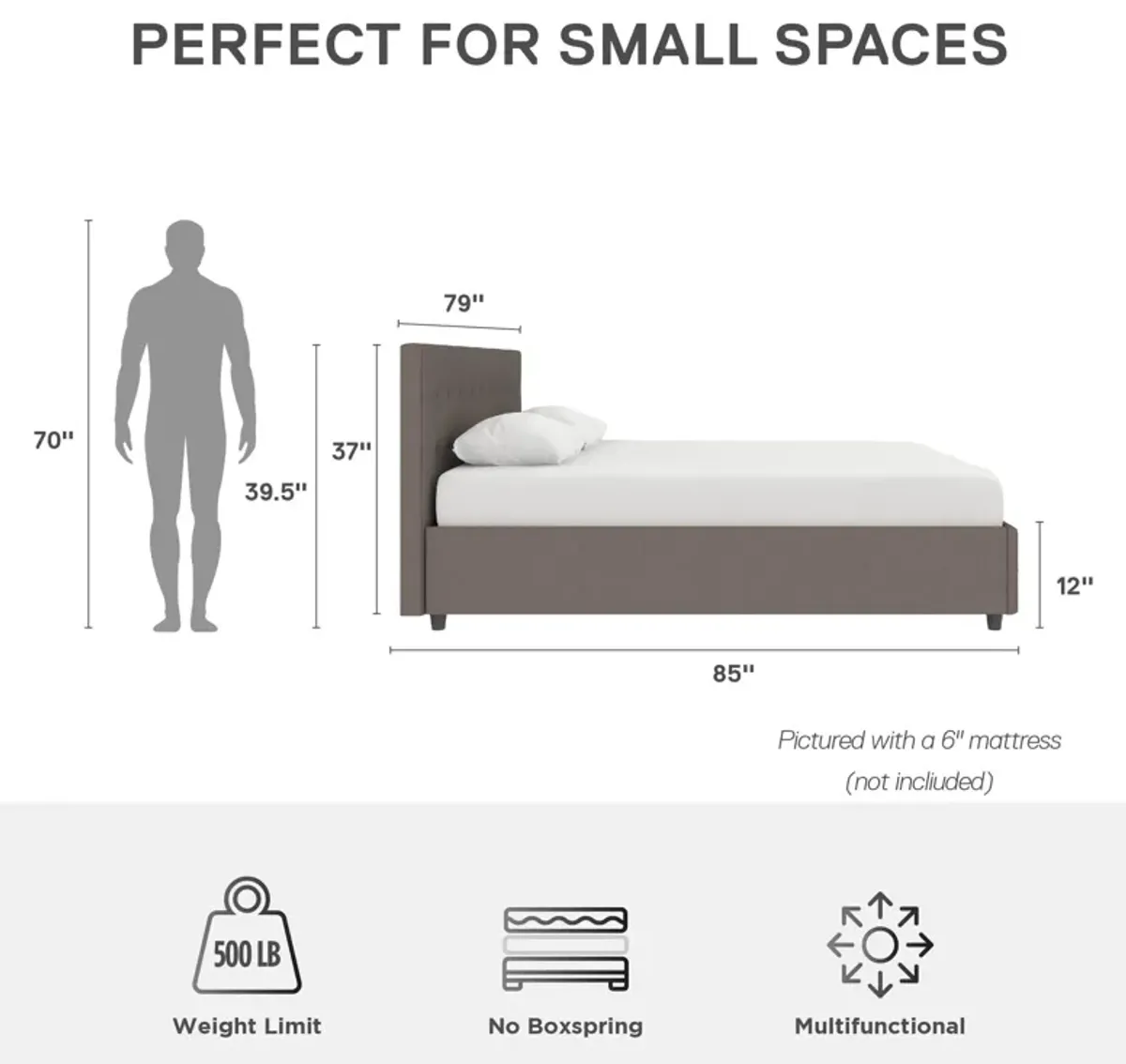 Cambridge Upholstered Bed with Gas Lift Storage Compartment