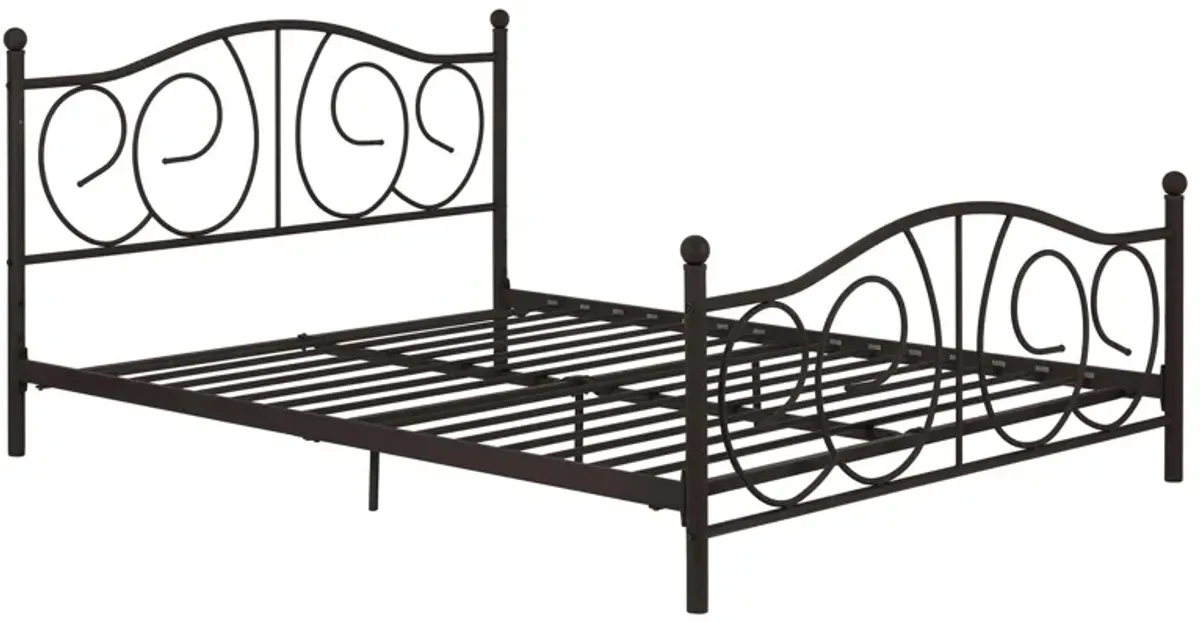 Victoria Metal Platform Bed with Headboard, Footboard and 2 Height Options