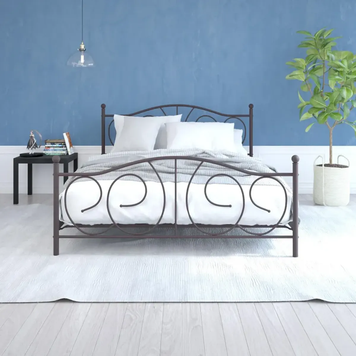 Victoria Metal Platform Bed with Headboard, Footboard and 2 Height Options