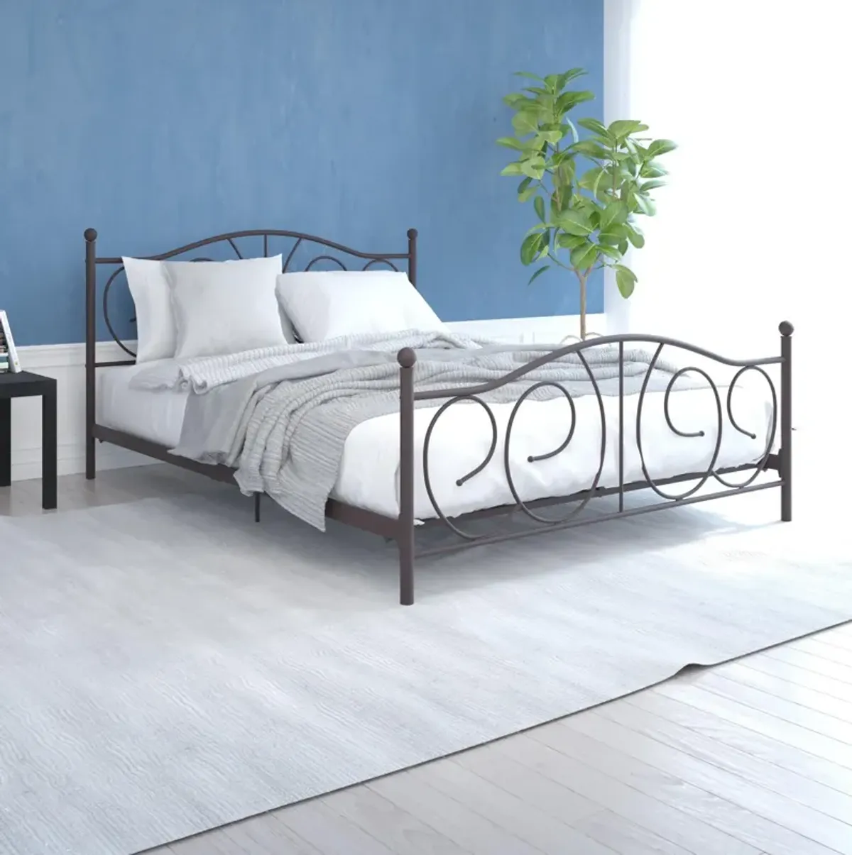 Victoria Metal Platform Bed with Headboard, Footboard and 2 Height Options