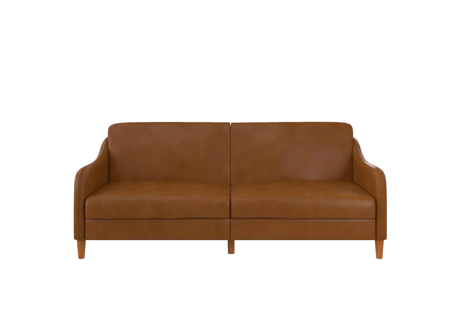 Jasper Coil Futon with Linen or Faux Leather Upholstery and Round Wood Legs