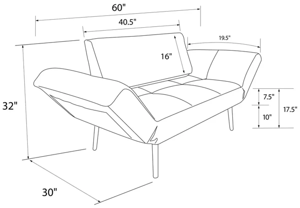 Euro Futon with Magazine Storage with Multiple Seating Positions