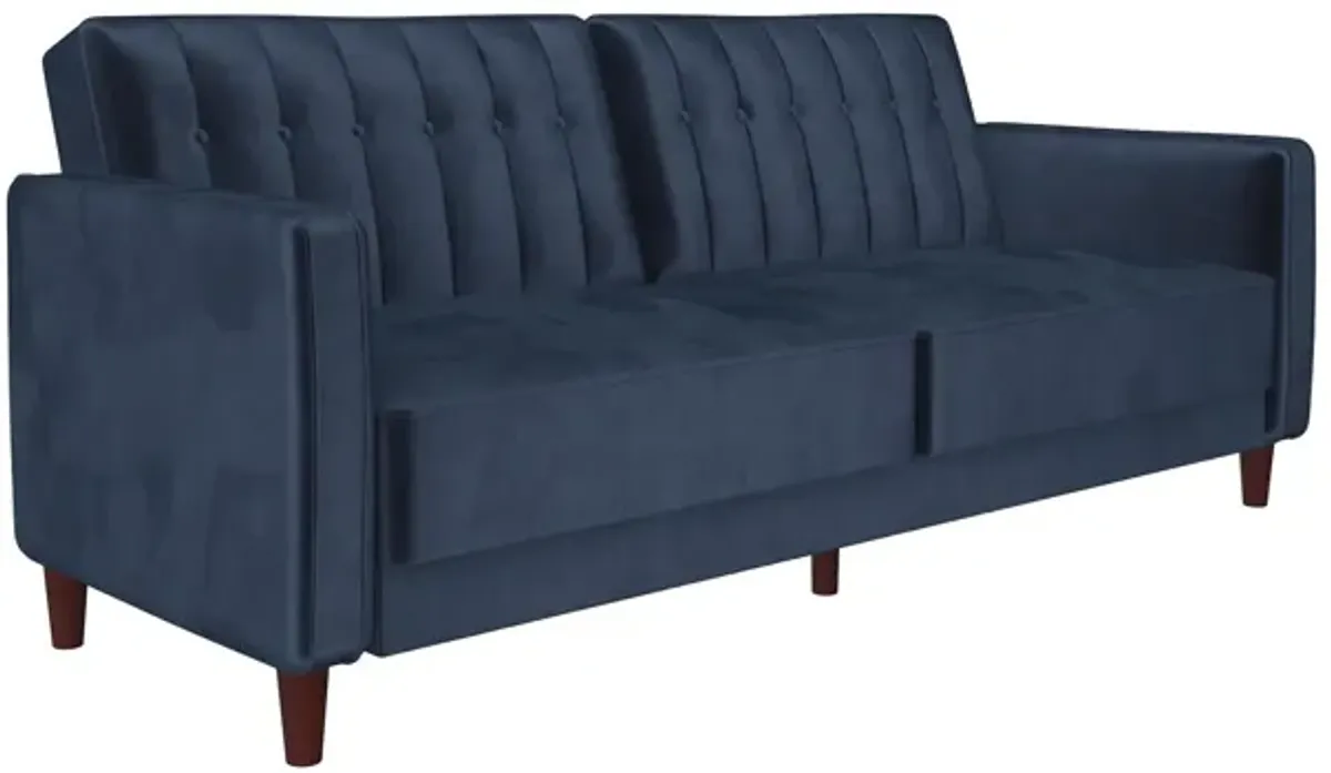 Pin Tufted Transitional Futon with Vertical Stitching and Button Tufting