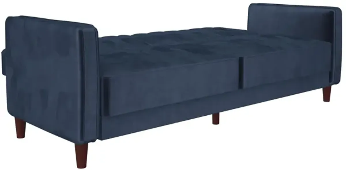 Pin Tufted Transitional Futon with Vertical Stitching and Button Tufting