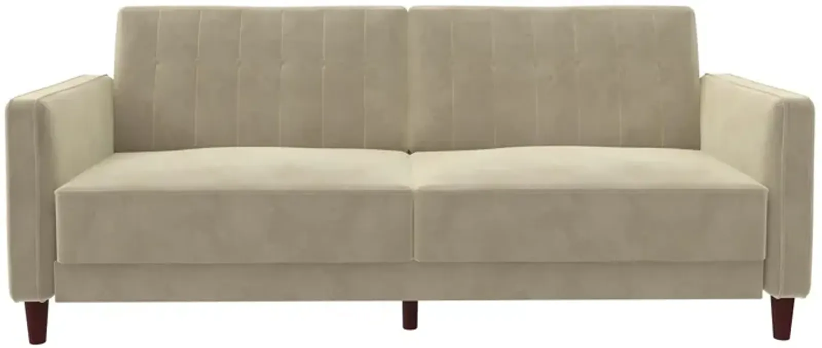 Pin Tufted Transitional Futon with Vertical Stitching and Button Tufting