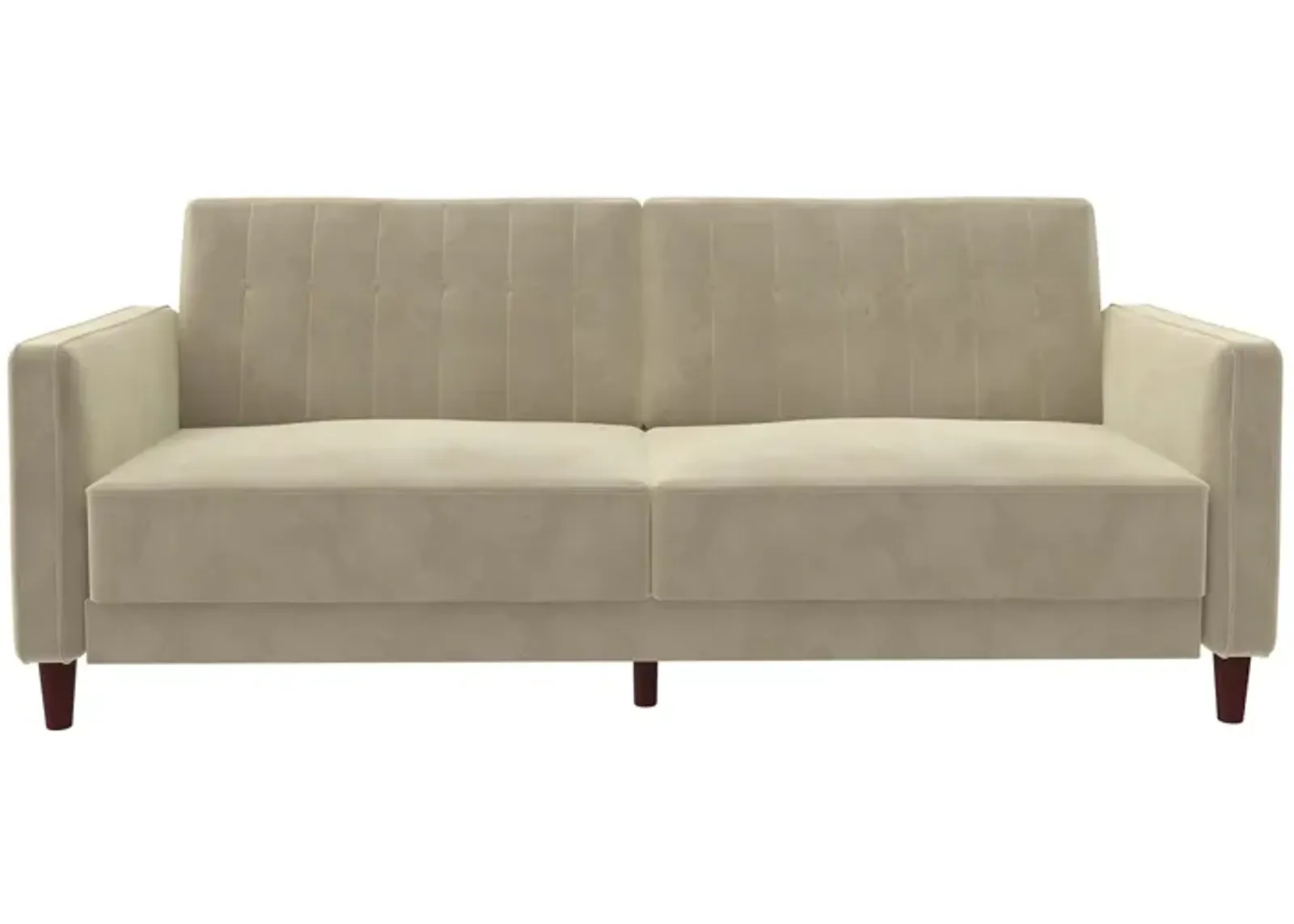 Pin Tufted Transitional Futon with Vertical Stitching and Button Tufting