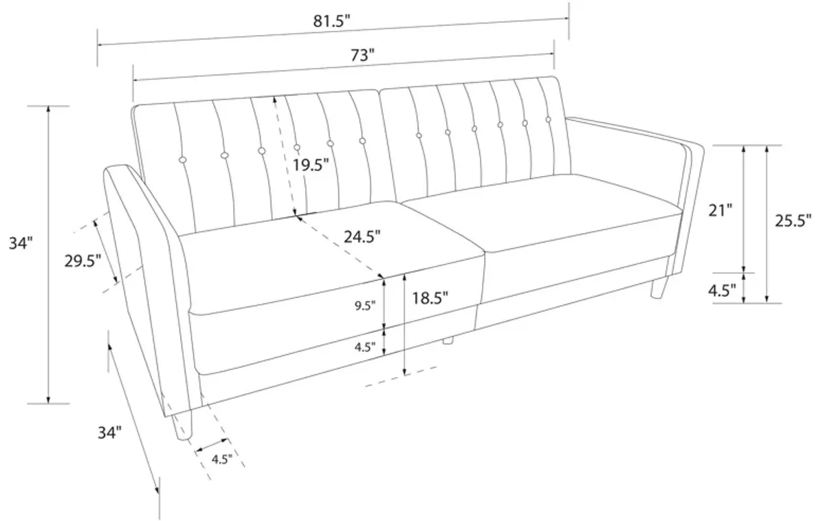 Pin Tufted Transitional Futon with Vertical Stitching and Button Tufting