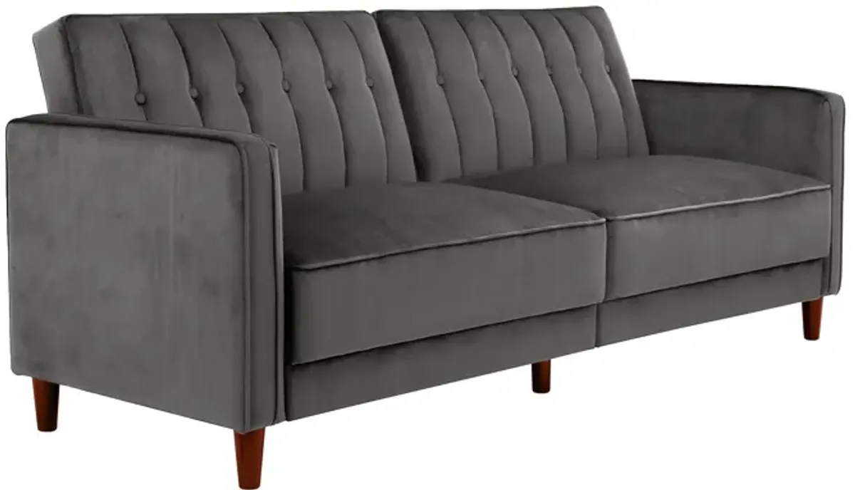 Pin Tufted Transitional Futon with Vertical Stitching and Button Tufting