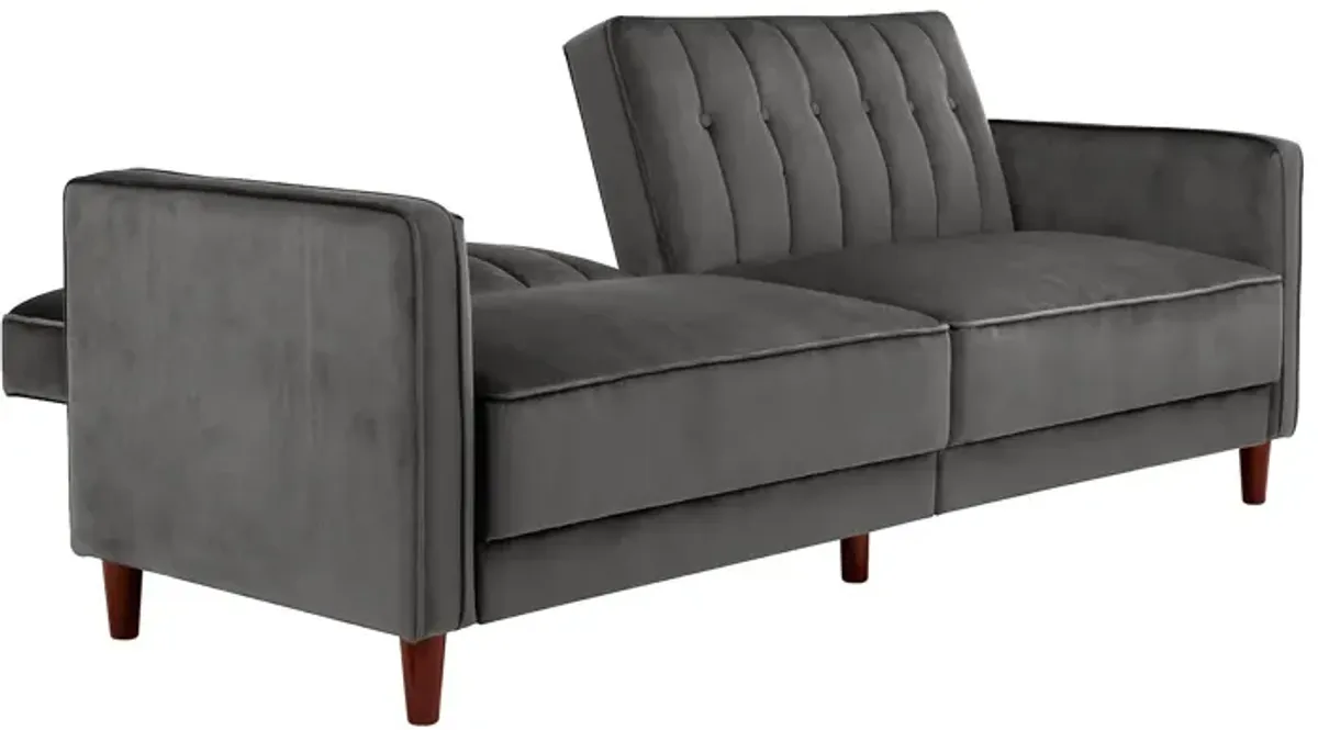 Pin Tufted Transitional Futon with Vertical Stitching and Button Tufting