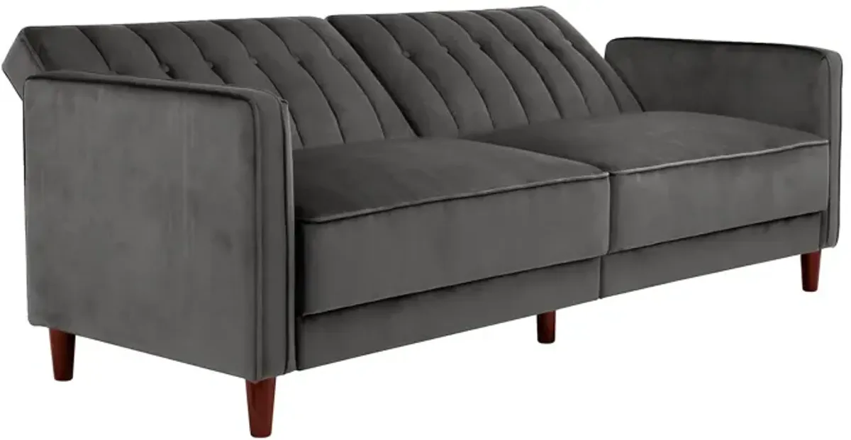 Pin Tufted Transitional Futon with Vertical Stitching and Button Tufting