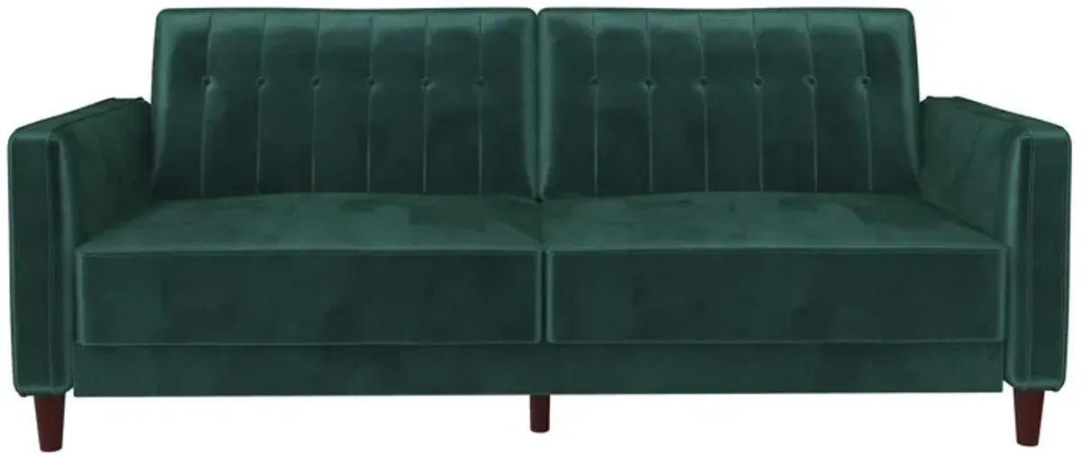 Pin Tufted Transitional Futon with Vertical Stitching and Button Tufting