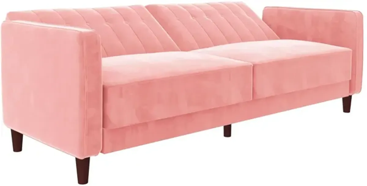 Pin Tufted Transitional Futon with Vertical Stitching and Button Tufting