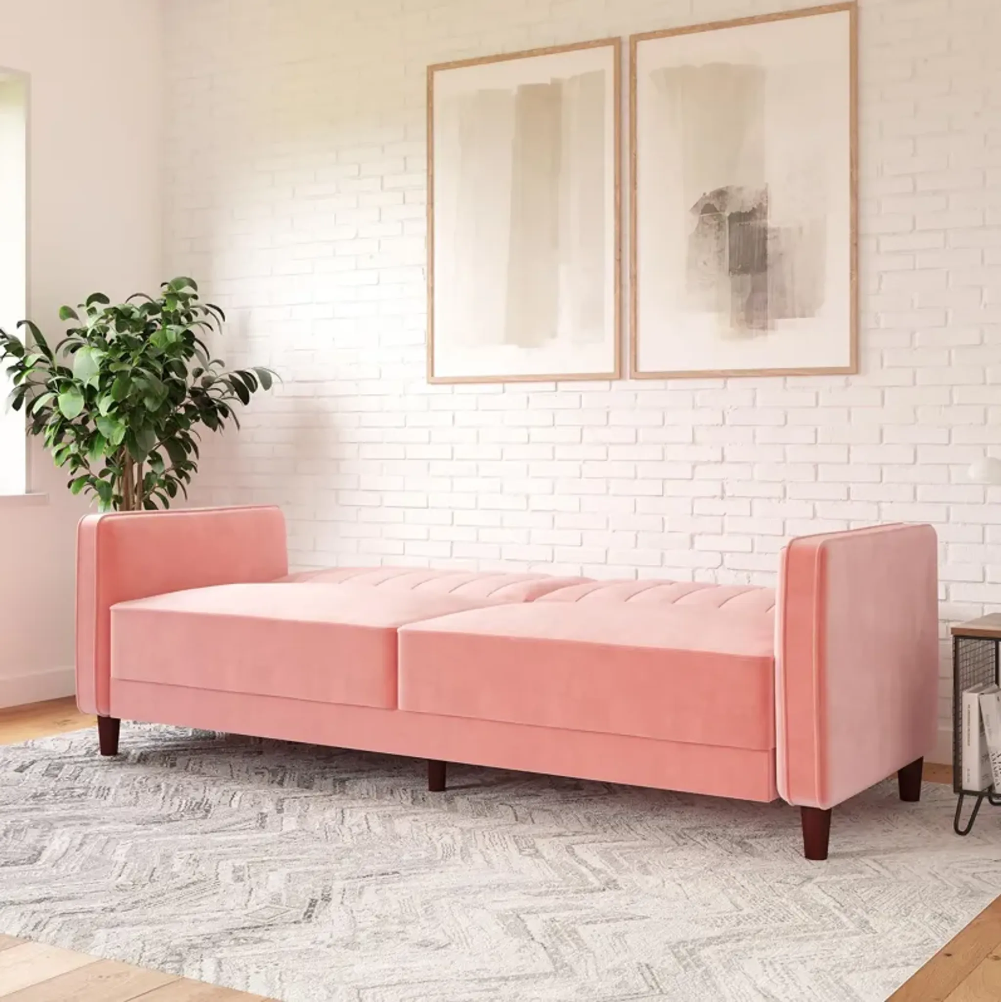 Pin Tufted Transitional Futon With Vertical Stitching And Button ...