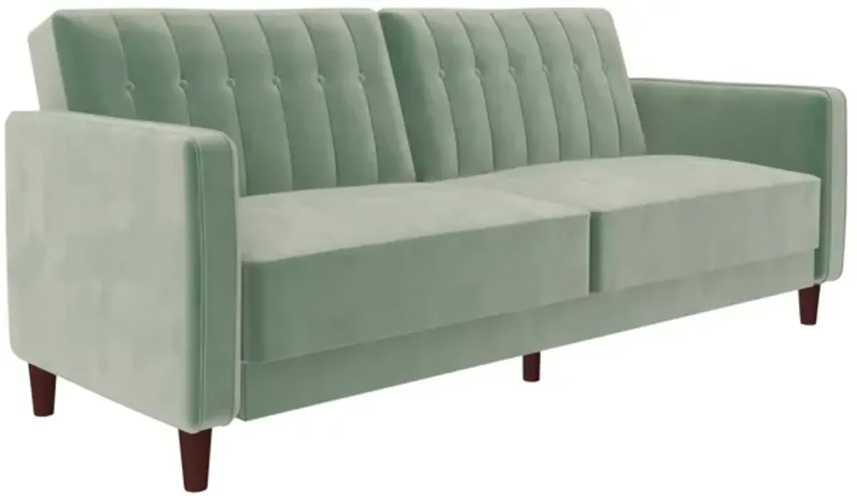 Pin Tufted Transitional Futon with Vertical Stitching and Button Tufting