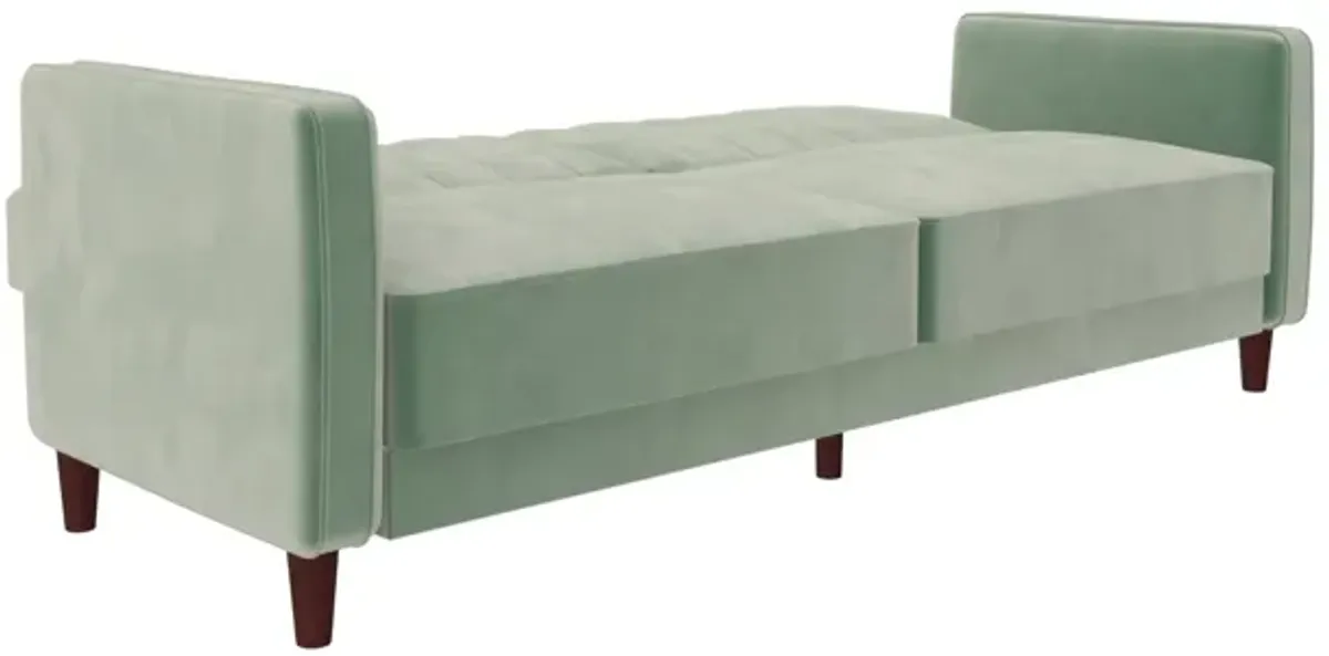 Pin Tufted Transitional Futon with Vertical Stitching and Button Tufting